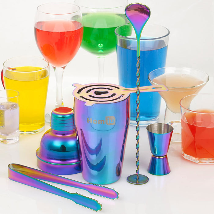 Homiu Cocktail Set, Rainbow, 5 Piece, Includes Iridescent, Stainless Steel