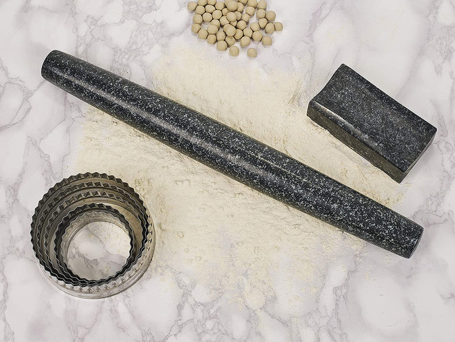 Homiu Granite Rolling Pin with Stand Size 40 x 4.5cm