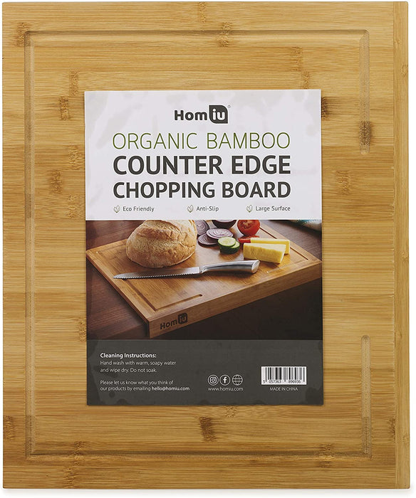 Homiu Counter Edge Bamboo Chopping Board, Cheese, Vegetables, Food Serving Top