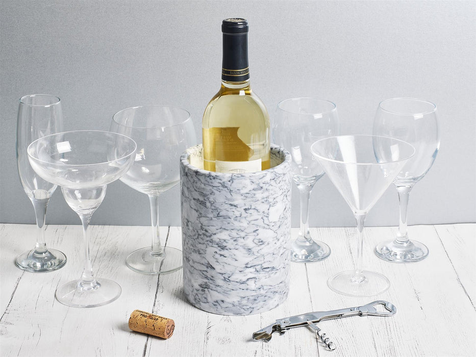 Homiu Wine Bottle Cooler Flower Vase, White Marble Stone Design, Wine, Prosecco, New