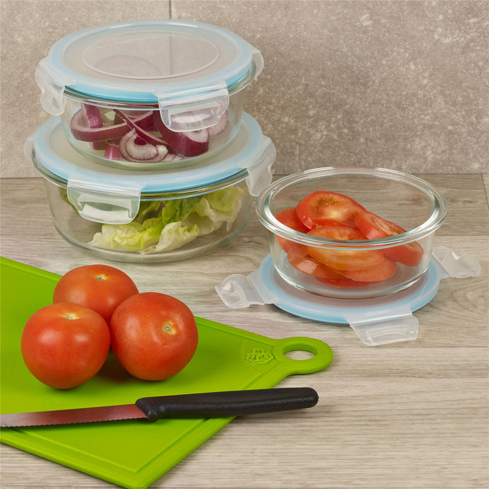 Homiu Round Glass Container, Food Storage Sets with Lids 6 piece set
