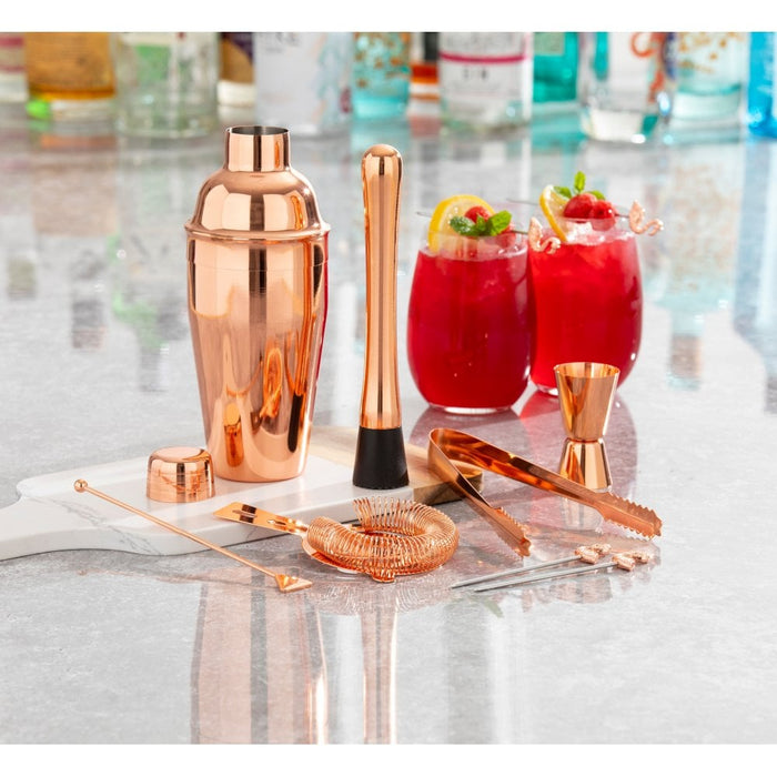Homiu Copper Cocktail Making 10 Pack, Rose Gold, Boston Shaker, Stainless, Mixer Set