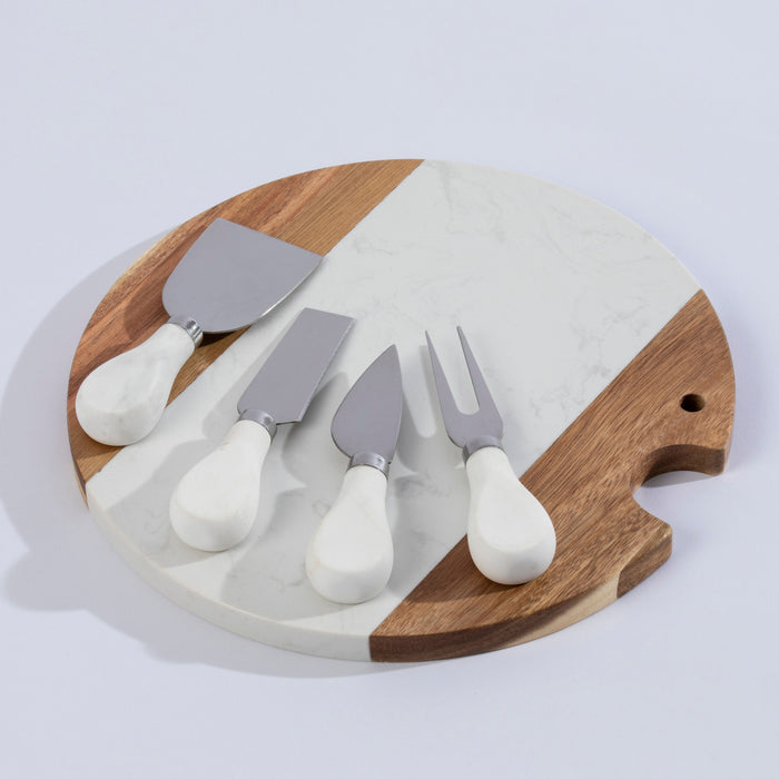 Homiu Cheese Board With Cheese Knife and Fork Set