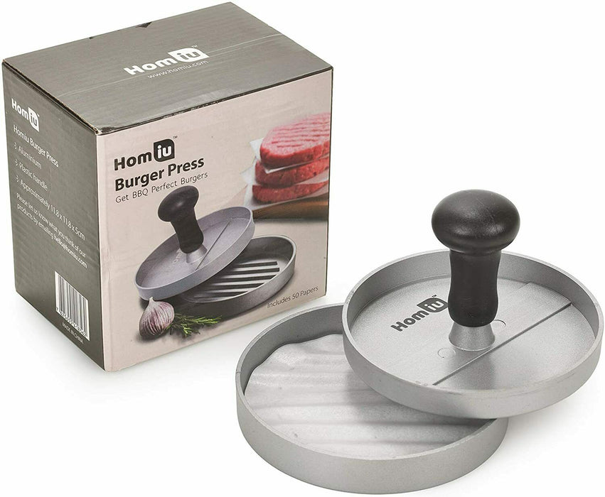 Homiu Burger Non Stick Hamburger Press, Aluminum Burger Patty Maker, BBQ Kitchen