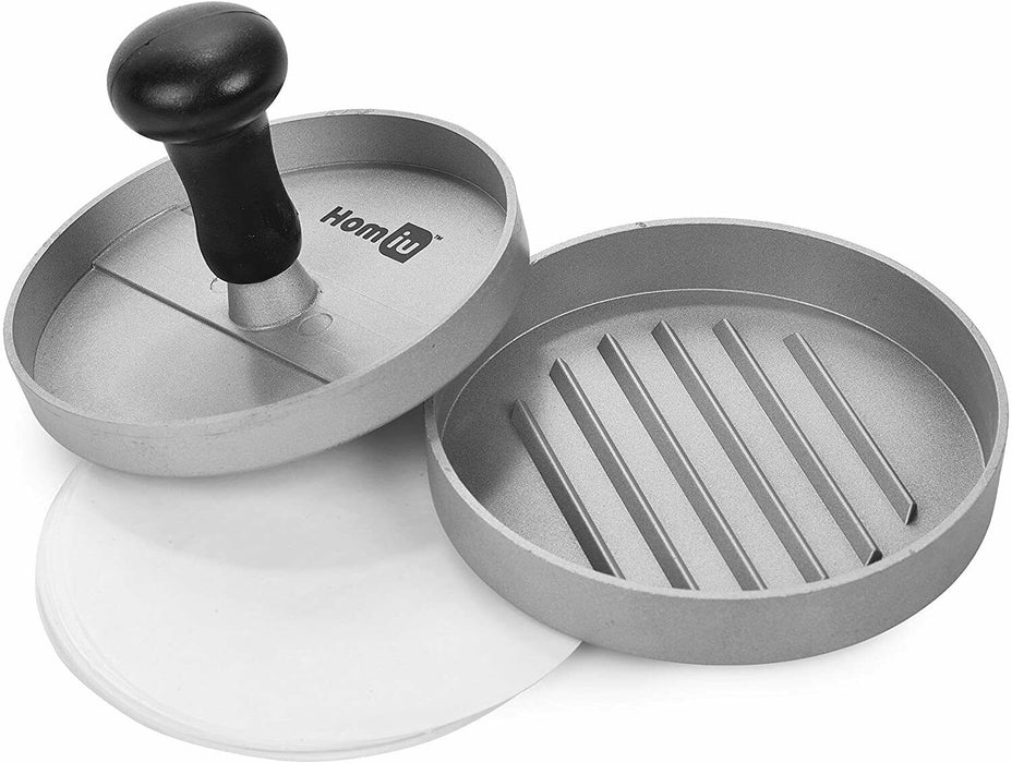 Homiu Burger Non Stick Hamburger Press, Aluminum Burger Patty Maker, BBQ Kitchen