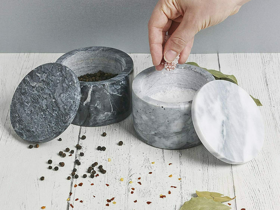 Homiu Marble Salt and Pepper Pinch Bowls or Spices White and Black