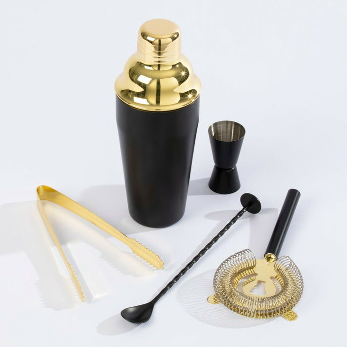 Homiu Black Gold Cocktail Making Kit, Boston Shaker, Stainless Mixer, 5 Pack, Gift