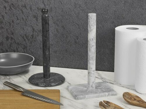 Homiu White Marble Paper Towel Holder, Freestanding Kitchen Organisation Paper(White)