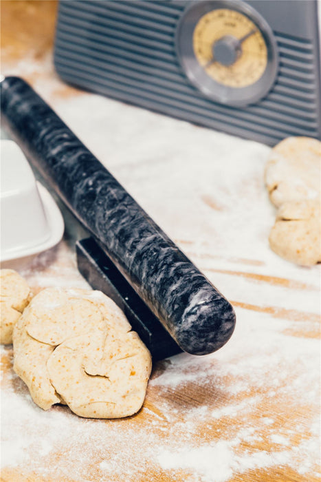 Homiu Marble Rolling Pin with Stand, Dishwasher Safe, Kitchen Cookware Accessory