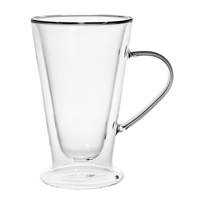 Homiu Double Walled Coffee or Tea Glasses Borosilicate Thermo Glass Cups Tall with Handle 380ml